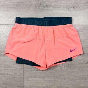 Nike Womens Dri-Fit Gym Yoga Running Shorts Coral Pink Sz Small